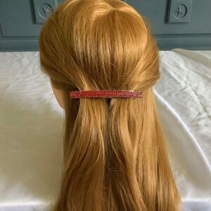 Set of 2 large rhinestone ribbon French barrettes..you pick colors